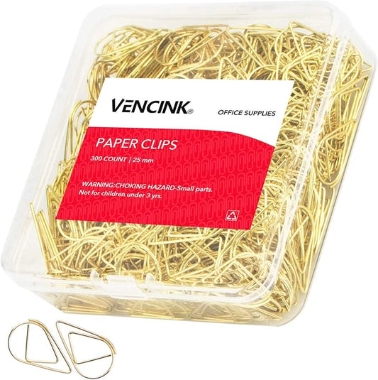 300 Pieces Gold Cute Paper Clips Stainless Steel Drop-Shaped Paperclips for School Office Supplies Baby Shower Crafts Scrapbooking Bookmarks Kids Women Planners by VENCINK