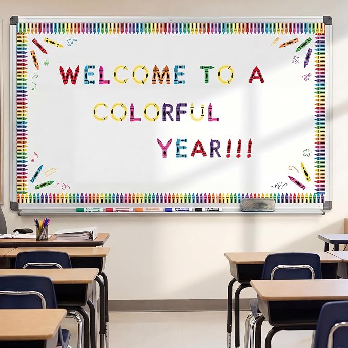 221 Pcs Crayon Bulletin Board Letters, Round Alphabet Number Punctuation Symbol Combo Letter Cutouts, Colorful Classroom Decoration for Summer School Chalkboard Whiteboard Poster Wall