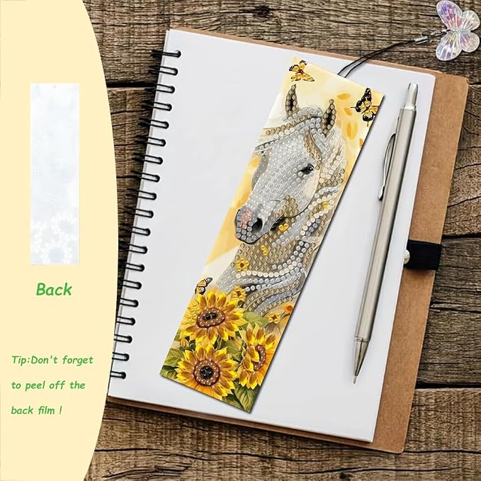 10 Pcs 5D Diamond Art Bookmarks for Reading Lovers, Handmade DIY Diamond Painting Book Marks with Tassels for for DIY Making Beginners Adults Arts Craft Supplies (Horse)