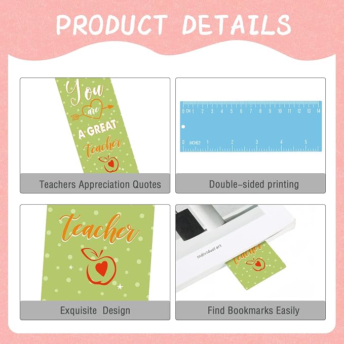 120 Pack Teacher Bookmarks Teacher Appreciation Gifts in Bulk Thank You Gifts from Students Christmas Teacher Gifts Graduation Gift Back to School Gift for Teachers Party Favors Classroom Reading