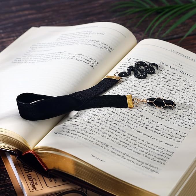 Vintage Wicked Bookmark,Snake Pendant Witchy Ribbon Bookmarks for Reading Women, Men, Book Lovers, Girls, Teens, Teachers and Students, Handmade Witch Book Mark