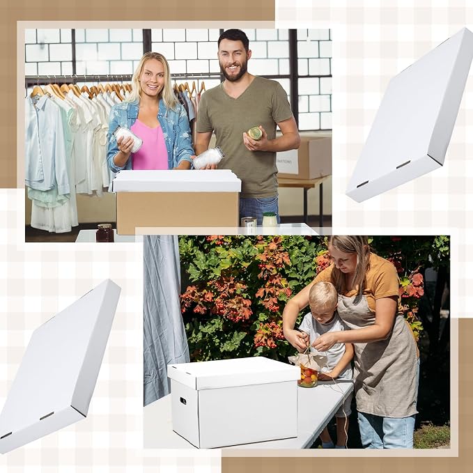 Gilprop 20 Pack File Box Lids, Fits for 15" x 12" x 10" Cardboard Letter or Legal File Moving Boxes Covers for Packing Moving and Storage Supplies, Box Not Include(White)