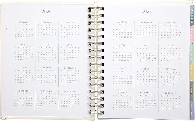 WORLD TRAVELER 2026 Planner Weekly and Monthly - 7'' x 8.75'' Hard Cover January December Spiral Daily Planner 2026 To Do List, Size 7X8.75, White Busy