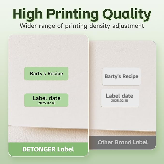 Thermal Labels DETONGER 1/2 Width Compatible Tape Refills Label Stickers Film Coatedfor Label Maker Tapes Home Office School Business Use Sticky Liquid-Proof 0.5"×1.6"(12×40mm) Green