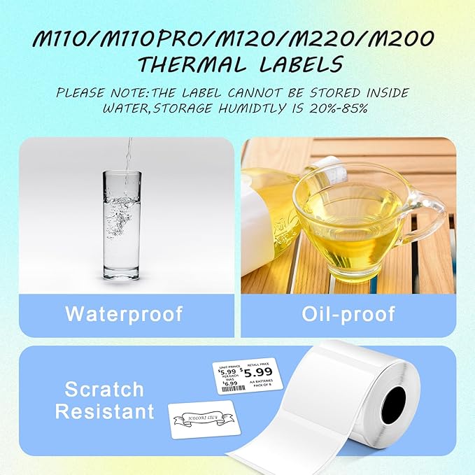 Thermal Labels Compatible with Phomemo M100/M110/M150/M221/M220/M120/M200/M250 Label Printer 1.57"x1.18"(40x30mm),230 Labels/Roll, for Barcode/Address/Mailing/Logo/Business/Home Tag, Black on White