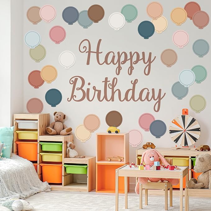 Boho Balloon Cutouts with 100Pcs Glue Points 16 Colors Balloon Shape Paper Cut-Outs Colorful Balloon Cutting Bulletin Board Decor for DIY Craft Art School Home Party Favor, 80Pcs