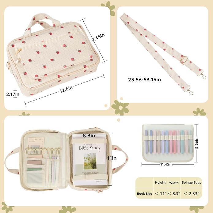 Bible Cover Case for Women Bible Study Supplies Organizer Bible Bags Corduroy Bible Carrying Case for Girls Christian Gifts