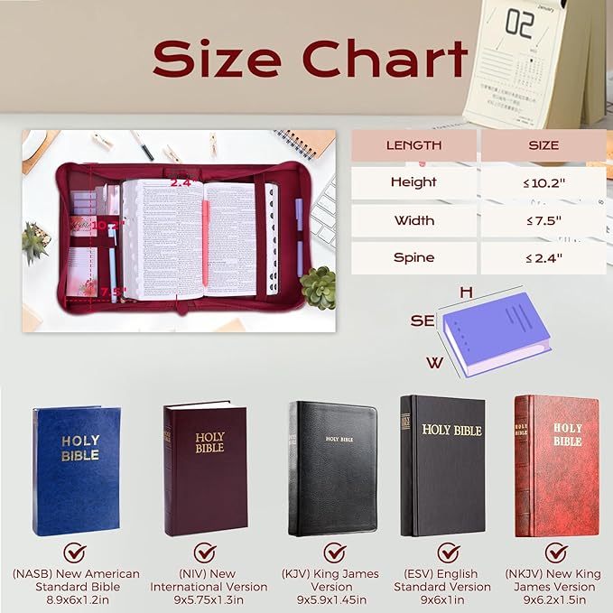 XKDOUS Bible Cover Case for Women, Leather Bible Bags with Study Supplies Journaling Kit, Gold Foiled Carrying Case Large Church Book Holder with Handle, Christian Gifts for Lady