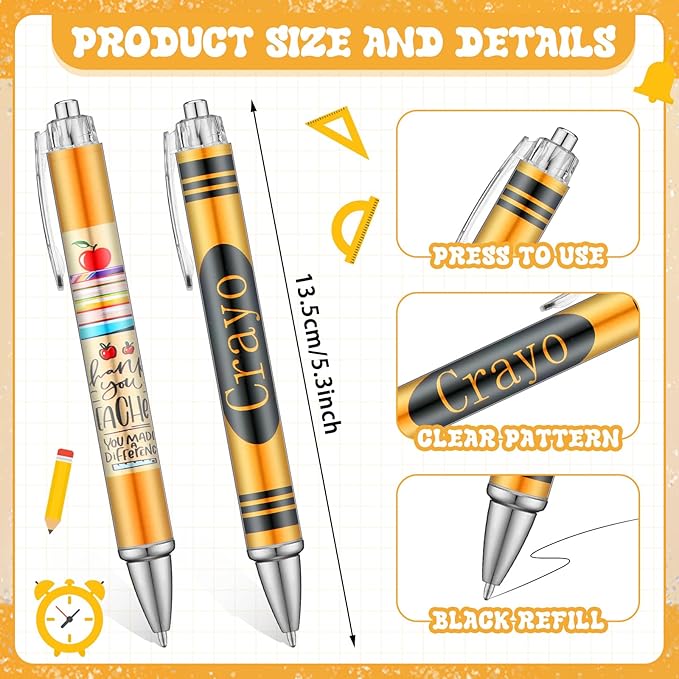 50 Pcs Teacher Pen Appreciation Gift Bulk Funny Ballpoint Pens Thank You Teacher Gift for First Day Back to School Motivational Inspirational Employee Coworker Student Office Supplies
