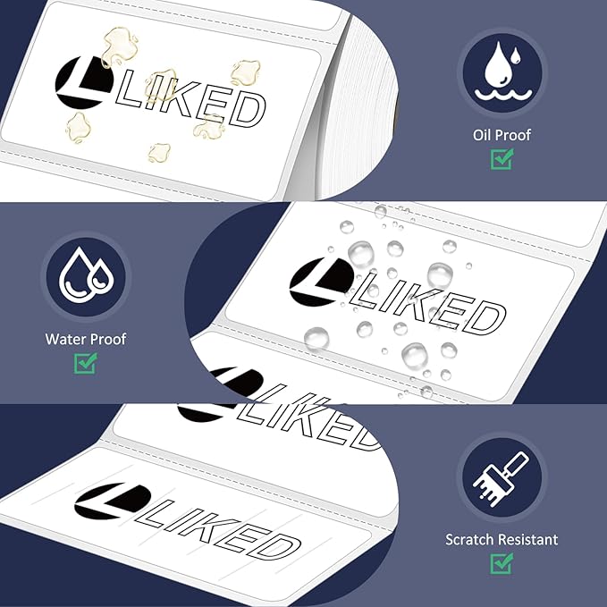 L LIKED 2" x 1" Direct Thermal Labels, Permanent Adhesive Barcode Adress Labels & Compatible with Rollo, Zebra and Other Desktop Printers (1 Roll, 1300 Labels)