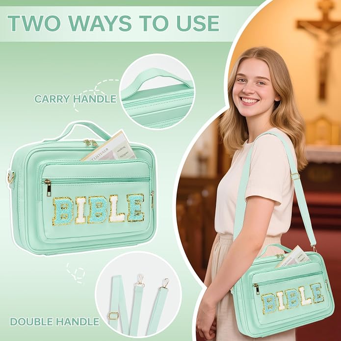 Bible Cover Case for Women Bible Bag Bible Study Supplies Leather Bible Case Western Bible Tote Bag Christian Gifts for Girls