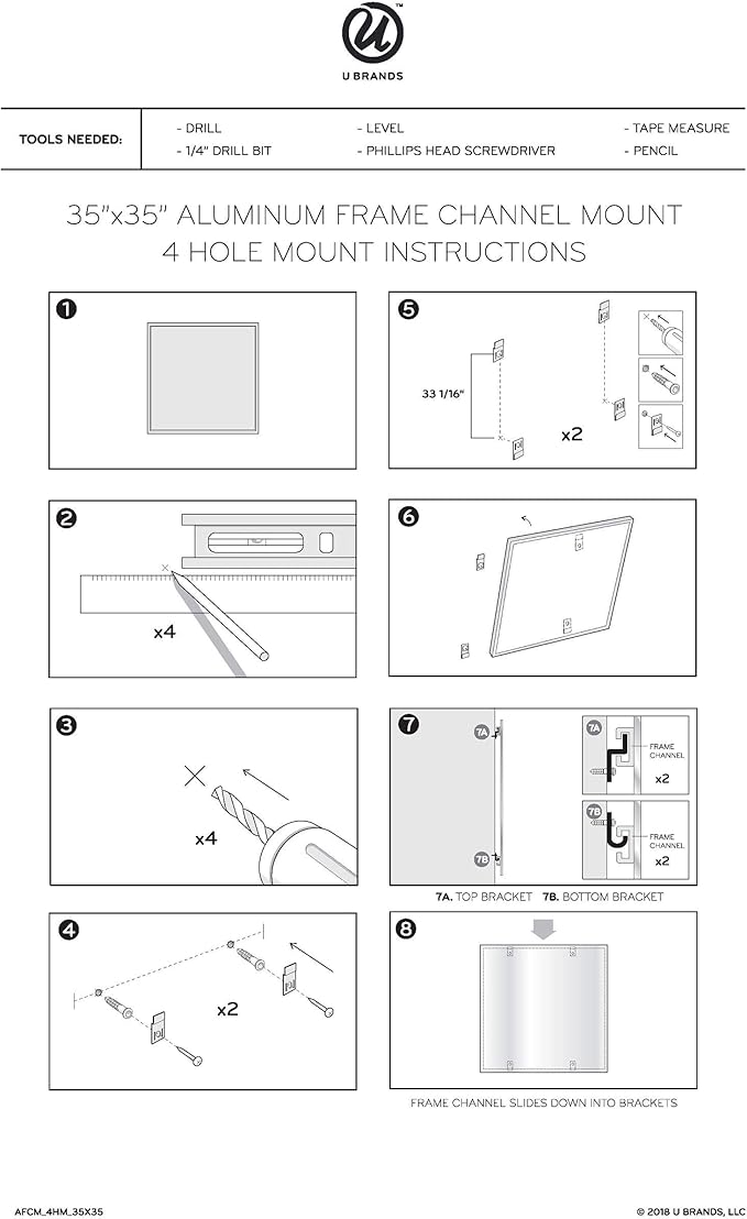 U Brands PINIT Magnetic Dry Erase White Board, Black Aluminum Frame with Pin Strips Across The Top and Bottom (24" W x 18" H)