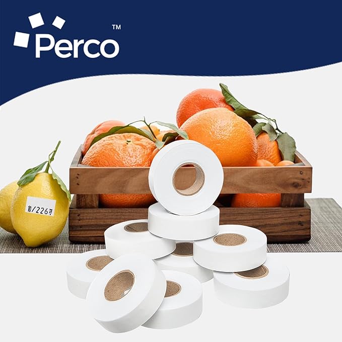 Perco 2212 White Pricing Labels for Garvey Contact 22-6/22-7/22-8 Price Gun - 36 Rolls, 44,000 Pricemarking Labels - with Bonus Ink Roll