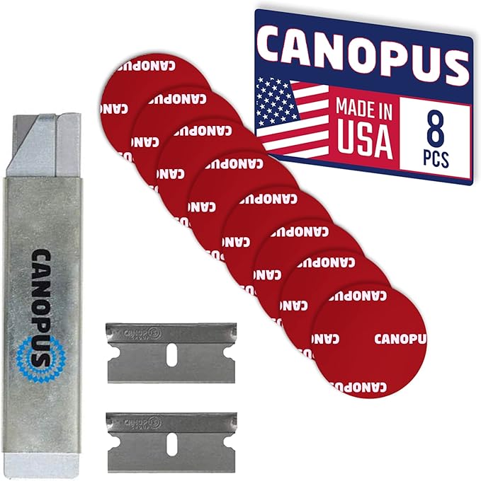 CANOPUS Circle Double Sided Adhesive Pads, Mounting Foam Tape, 5952 Roll, 8-PCs 1 in Diameter Circle Pack, with Box Cutter (1PC) and Razor Replacement (2PCs)