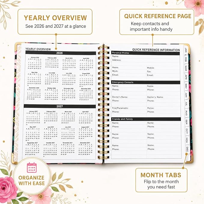 Badass Bitches Get Shit Done Sweary A5 Planner 2026-2027 - 6.2*8.5" Weekly Monthly You Are A Badass Calendar for Women, Fuck It Swear Daily Notebook Goals Productivity Journal Affirmations Gift, Black