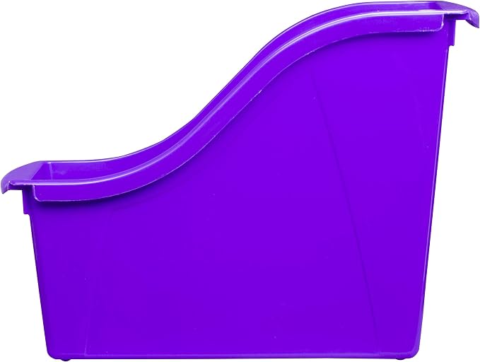 Storex Small Book Bin – Interlocking Plastic Organizer for Home, Office and Classroom, Purple, 6-Pack (71110C06C)