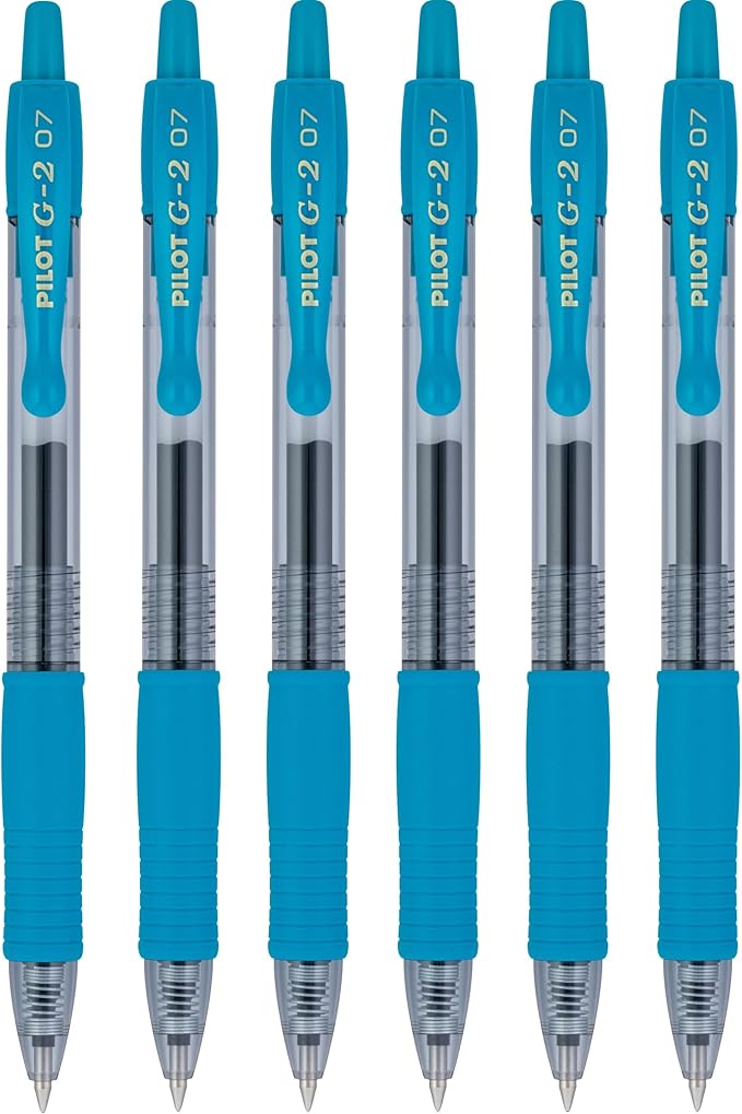 PILOT G2 Premium Refillable & Retractable Rolling Ball Gel Pens, 0.7mm Fine Point, Teal, 6-Pack
