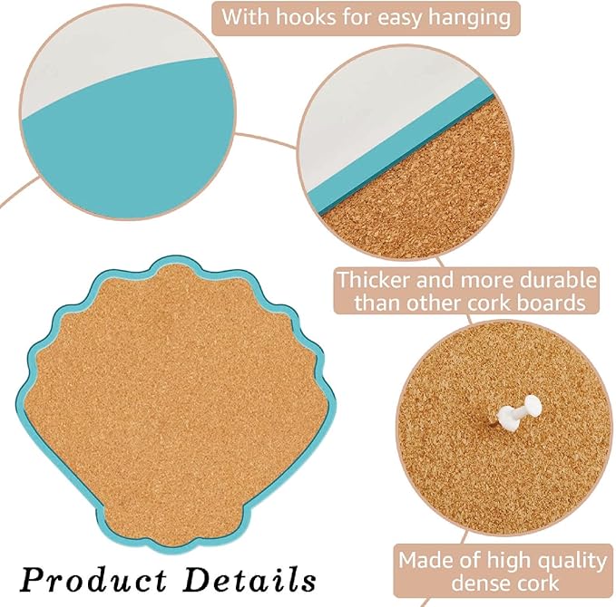 CRASPIRE Shell Pin Cork Board 9.84x9.21In Framed Bulletin Display Badge Wooden Saddle Brown Wall Mounted Memory Memo Brooch Lapel Pin Holder Storage for Home Office School Classroom Wedding Decoration