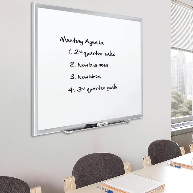 Quartet Magnetic Porcelain Whiteboard, 4' x 3' White Board, Premium, Duramax, Silver Aluminum Frame (2544)
