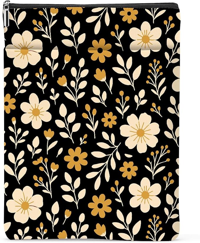 Book Sleeve Book Lovers Gifts Waterproof Books Pouch Protector Cover Reading Accessories Gifts for Women Girls Bookworm Sister Reader Librarian Birthday Anniversary Christmas, Aesthetic Floral