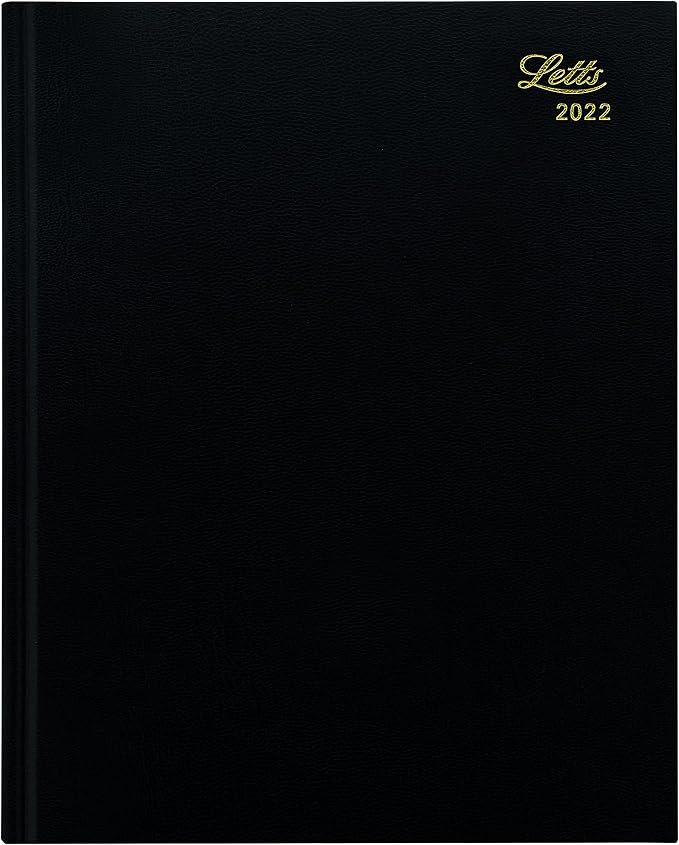 LETTS of London 10Y for Year 2022 Principal Desk Day to Page Journal, Black, Quarto Size (Y) - 10 1/4" X 8/1/4", C10YBK-22
