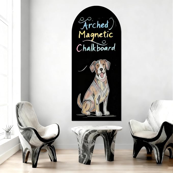 Magnetic Wall Sticker Chalkboard Contact Paper Arch 47.2" x 17.5" Self Adhesive Magnet Chalk Board Wallpaper Peel and Stick Wall Decal for Home Playroom Classroom Alternative Blackboard Paint