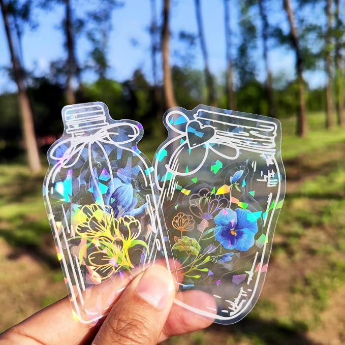 62 Pcs DIY Bookmark Kit,Sprout Book Mark Making Kit,Include Clear Bookmarks and Glitter Dried Flower Sticker,Pressed Flower Bookmark kit for Book Lovers Friends Birthday Bless