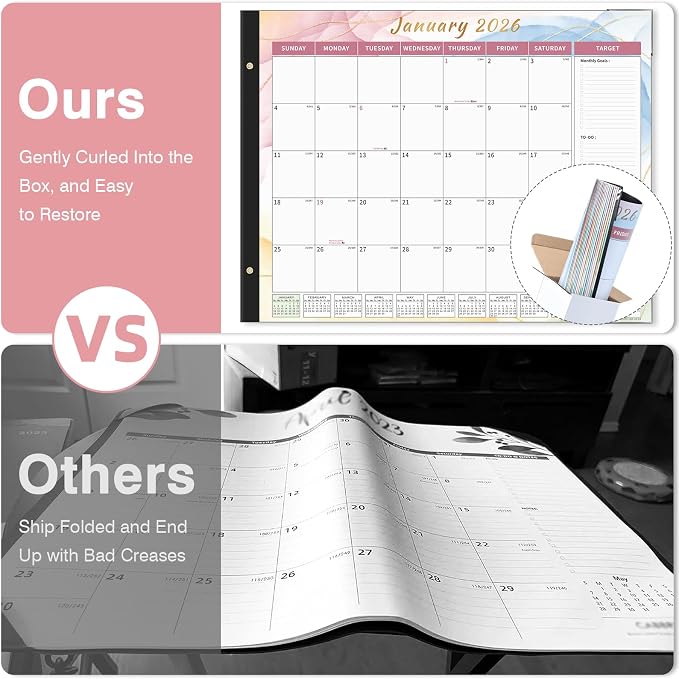 Ospelelf Calendar 2026-2027 Large Desk Calendar 2026 Monthly Desktop Calendar 22” x 17", 18 Month Calendar with Plastic Cover, Use Jan 2026 - June 2027, Multicolor