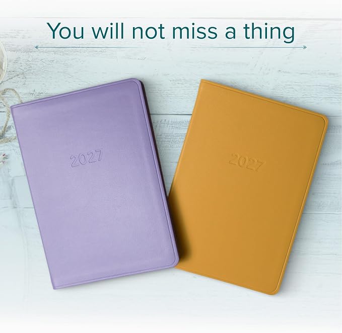Harbor Desk Weekly Monthly Planner 2027 - Calendar Planner and Notebook, Durable Faux Leather, 192 Pages, Softcover & Book Bound - Cambridge Lavender - 8x5.5"