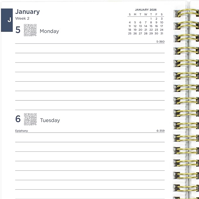 Blueline® 2026 Essential Weekly/Monthly Planner, 12 Months, January to December, Gold Twin-Wire Binding, 8" x 5", Minimalist (C101PT.ASX-26)