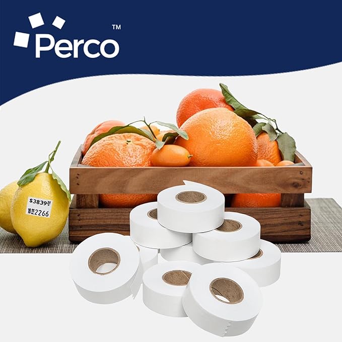Perco White Garvey 2216 Pricing Labels for Garvey 22-66/22-77/22-88 Two Line Pricing Gun - 36 Rolls, 4 Sleeve - 36,000 Pricemarking Labels and 4 Inker Included