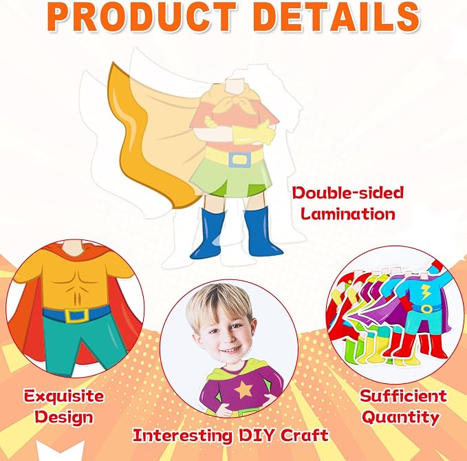 48Pcs Super Themed Cutouts Bulletin Board Decorations Hero Theme Paper Cut Outs DIY Photo Picture Craft for Kids Kindergarten Party Home Wall Back to School Classroom Birthday Supplies