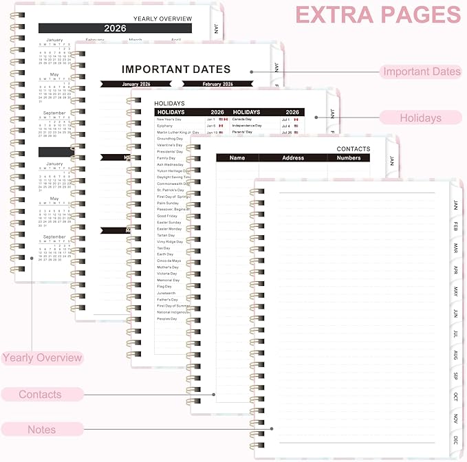 2026 Planner, Weekly and Monthly Calendar Planning Book, Jan 2026 - Dec 2026, Academic Agenda Planner for School Supplies and Office Desk Accessories - A5 (6.3" x 8.5")
