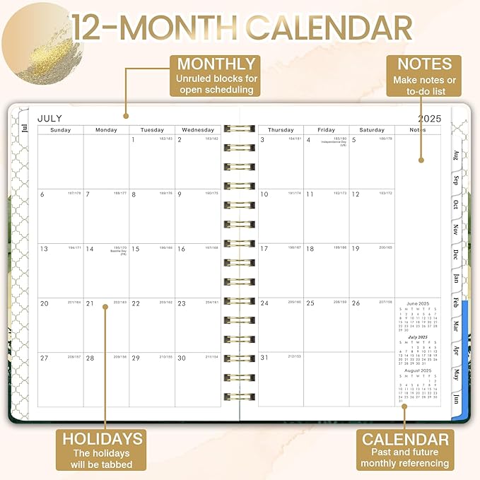 2025-2026 Planner - 6.4" x 8.5", Academic Planner Weekly and Monthly 2025-2026 from JUL. 2025 - JUN. 2026, Academic Calendar with Monthly Tabs, Sturdy Cover, Premium Paper, Strong Twin-wire