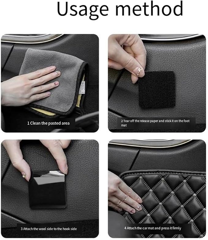 10PCS Invisible Car Mat Fastener Pads | Non-Slip Heat-Resistant Double-Sided Adhesive Hook & Loop Tape | Automotive Backed Adhesive Stickers for Secure Car Floor Mat Grip, Prevent Shifting(3x10cm)