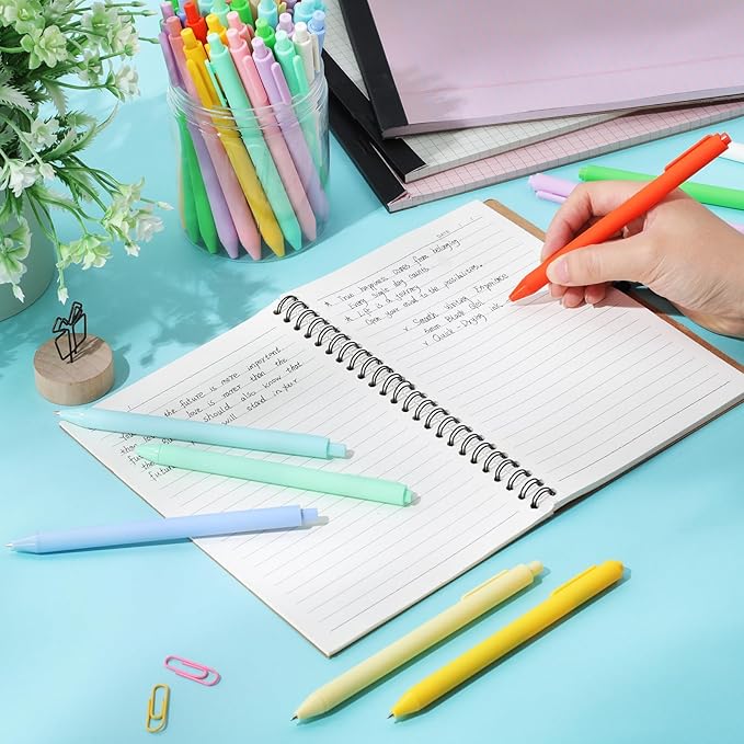Crtiin 30 Pcs Gel Pens Bulk, 0.5mm Fine Point Black Ink Pens, Retractable Smooth Writing Quick Dry, Colored Aesthetic for School Office Journaling Teacher Appreciation Mother Day (Macaron)