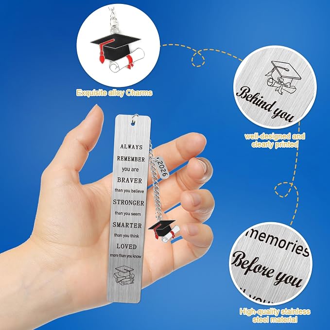 2026 Graduation Gifts for Him Her,Graduation Inspirational Bookmark Elementary High School Seniors College Graduation Gifts for Nurse Students Book Lovers-2Pcs