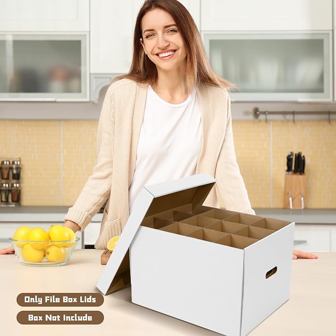 Gilprop 20 Pack File Box Lids, Fits for 15" x 12" x 10" Cardboard Letter or Legal File Moving Boxes Covers for Packing Moving and Storage Supplies, Box Not Include(White)