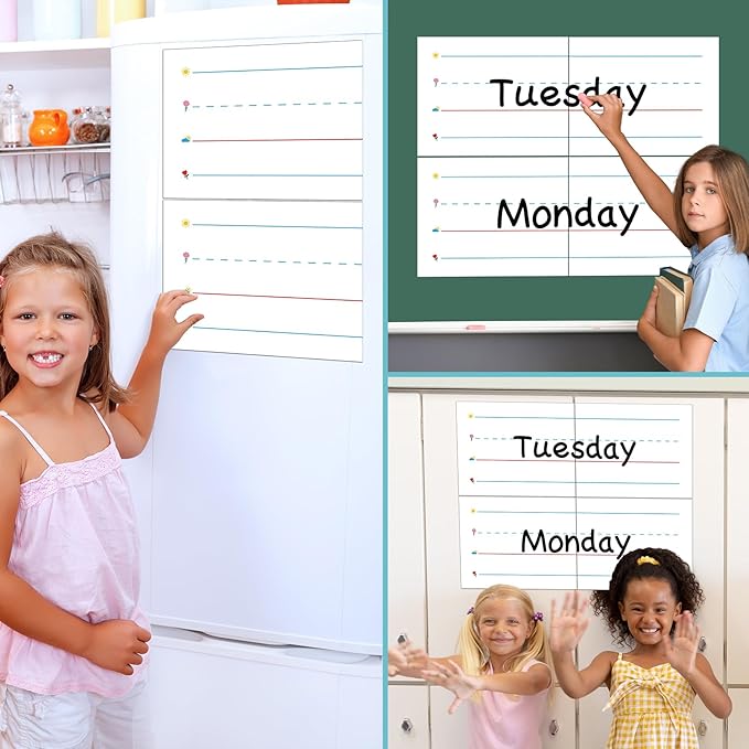 Naozinebi Jumbo Magnetic Sentence Strips 22x8in Dry Erase Writing Strips, Colorful, 4 Count, Paper, Magnet, Educational/Child-friendly, Multicolored