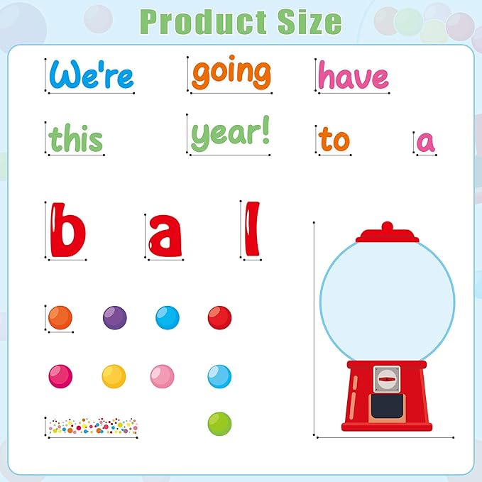 Gumball Machine Bulletin Board Set Colorful Bubble Gumballs Bulletin Board Bubble Gumball Cutouts for Back to School Welcome Candy Theme Classroom Educational Learning Activities Decoration