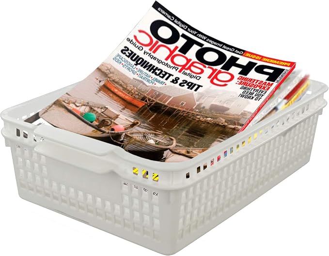 6-Pack Plastic Storage Trays Basket, Organization Basket Tray for Paper/File, White