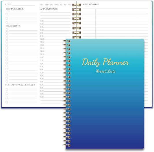 Undated Daily Planner Notebook, 80-Day To Do List Organizer with Hourly Schedule, Day on a Page Agenda Journal for Work, Life Tasks, Women and Men