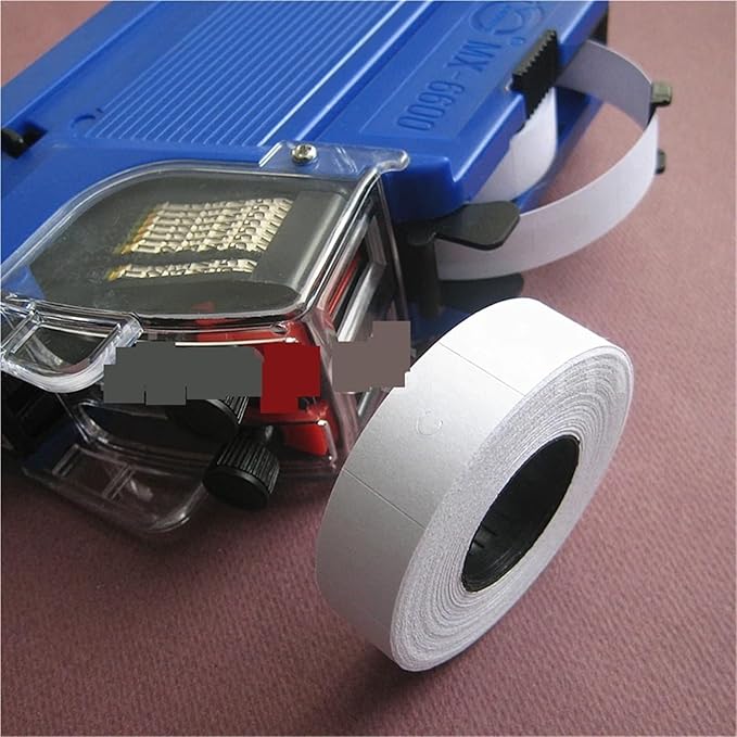 Price Gun Labels Paper Labels Colored for Two-line Labeller, Pricing Gun Labeler #6600 Tag Sticker Roll Reel Price Label for Retail Stores, Grocery Shops & Flea Markets(White)