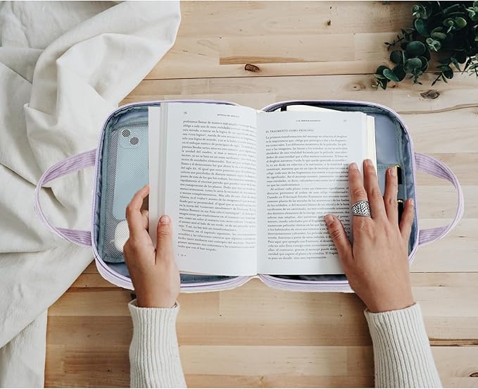 Octsky Bible Cover Case for Women Bible Organizer Book Carrying Bag for Medium and Large Bibles, Purple
