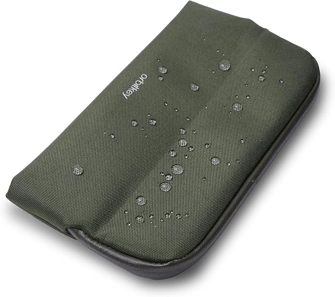 Orbitkey Olive Expandable Desk Storage Pouch – Fold-Down Access Panel, Pen Loop, Recycled Water-Resistant Material – Self-Standing Organizer for Office, Travel, Tech Gear