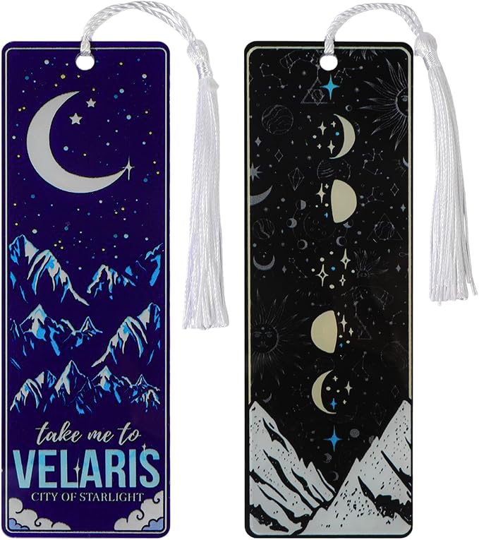 2Pcs ACOTAR Velaris Bookmarks, City of Starlight Page Markers, Fantasy Themed Page Clips, Gifts for Sarah J Maas Fans & Book Lovers (2PCS-ACOTAR)