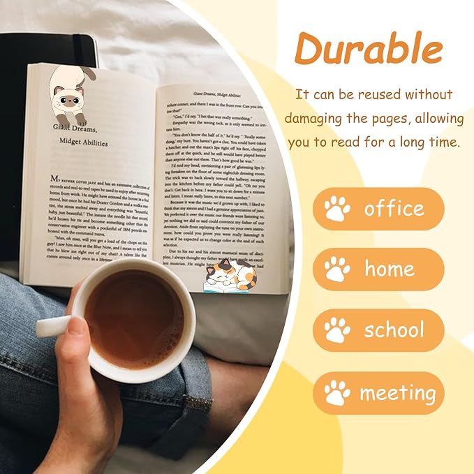 TenKa 10 Pcs Magnetic Bookmarks Cute Cat Bookmarks, Bookish Gifts for Book Lovers Women Readers, Kawaii Magnet Book Markers Reading Accessories Cat Themed Gifts for Teachers