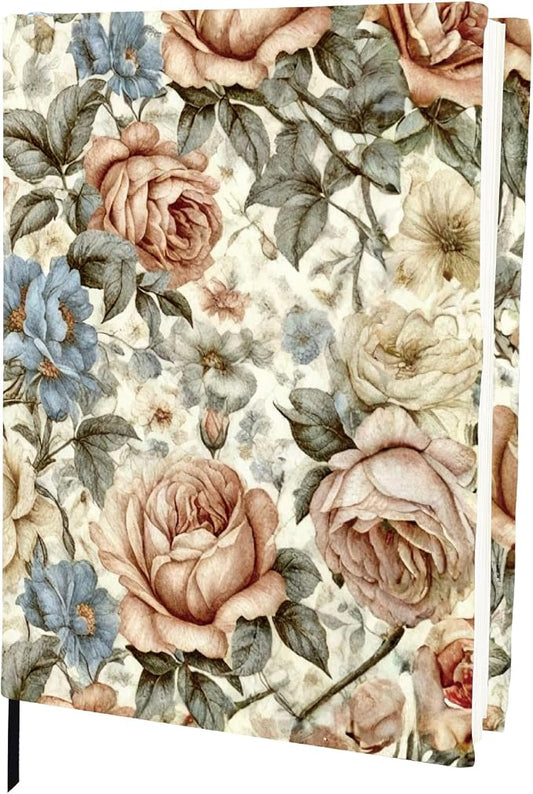 CRASPIRE Flower Stretchable Book Cover Jumbo Fabric Rose Vintage Reusable Washable Large Nylon Book Protector Elastic Notebook Wraps Suitable for Paperbacks Textbook Booknish Hardcover Book Lovers
