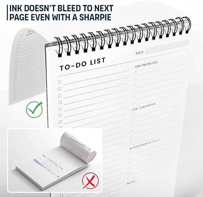 To Do List Notepad: With Multiple Functional Sections - 6.5 x 9.8" 60 Sheets - Spiral Daily Planner Notebook - Task CheckList Organizer Agenda Pad for Work - Note & Todo List Organization Notebooks