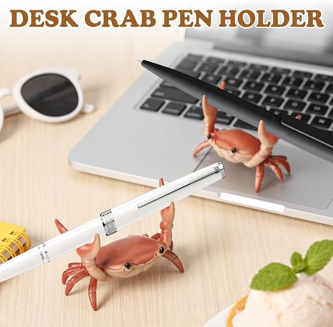 Desk Crab Pen Holder, Creative Weightlifting Crab Pencil Stand, Organizer for Small Items, Cute Office Decor (2pc)